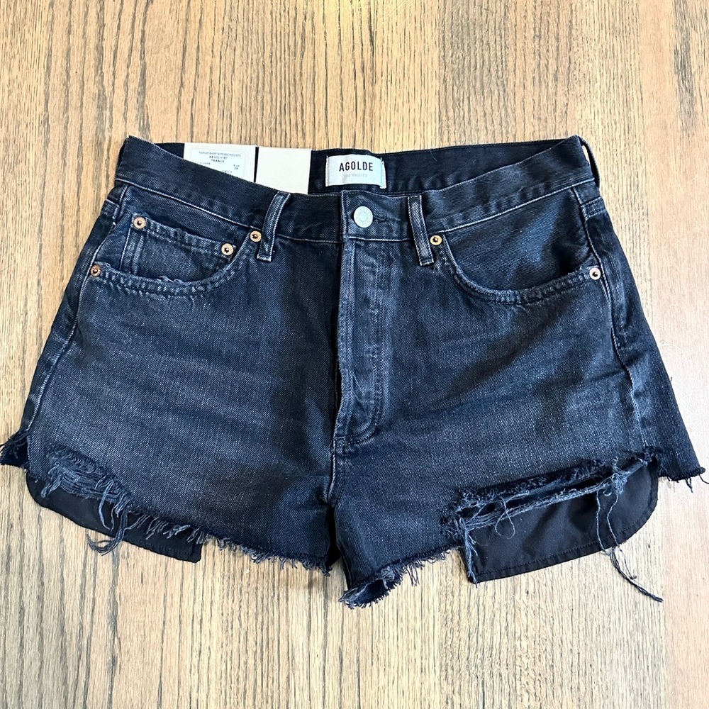 NEW Agolde Parker Vintage Cut Off Jean Shorts-Color: Trance-Size: 28